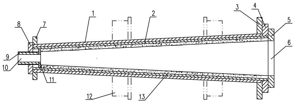 An outer mold for integral demoulding of concrete tapered rods