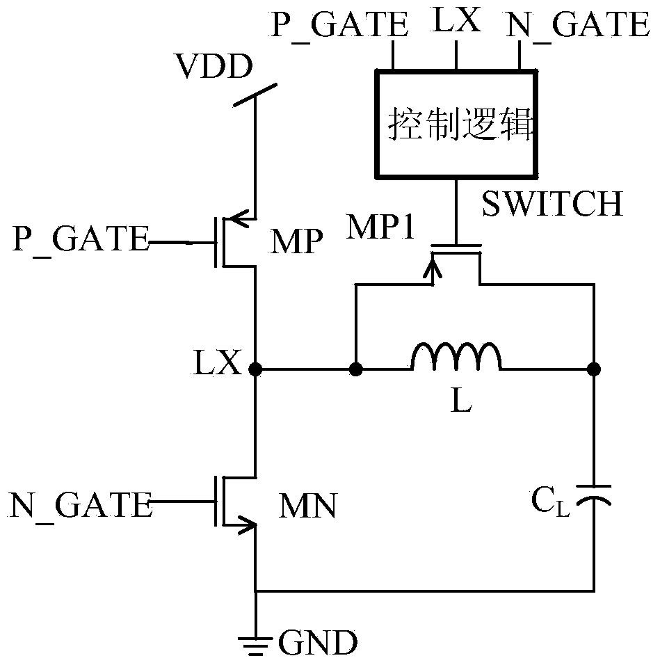 Anti-ringing circuit for integrated voltage-reducing direct current/direct current (DC/DC) switch converter