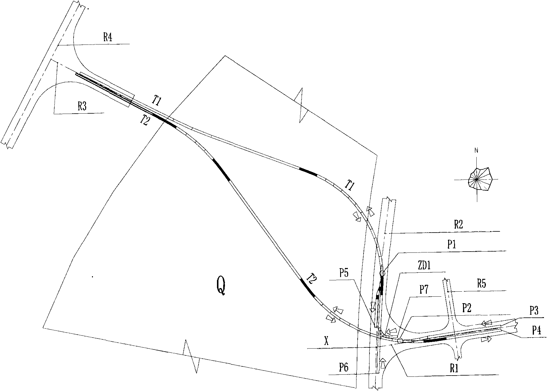Method for plane alignment arrangement of highway or city tunnel