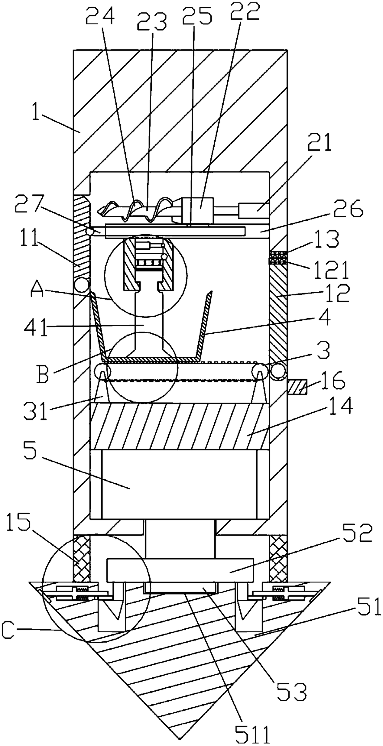 Soil detection device convenient for assembling and disassembling drill bit