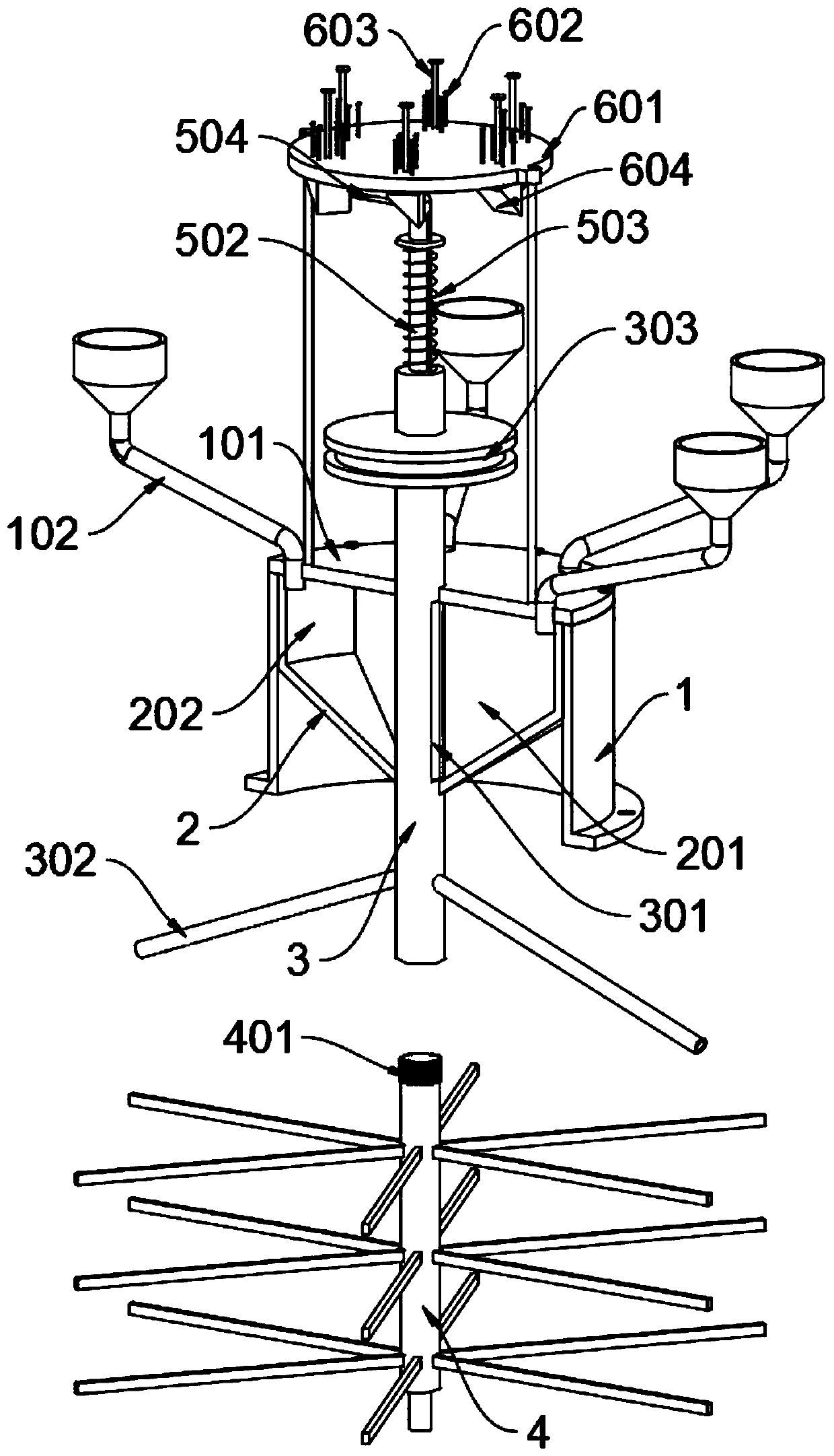 Proportion-adjustable feed mixing device based on animal husbandry, and feeding mechanism