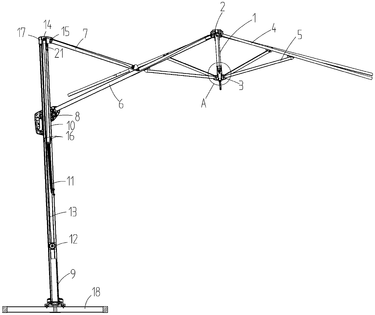 Roman umbrella with umbrella surface convenient to collect