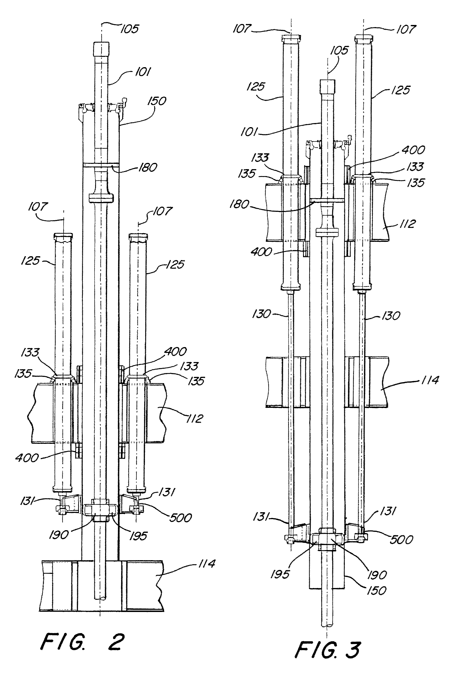 Pull-style tensioner system for a top-tensioned riser