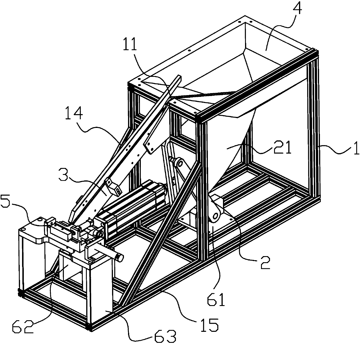 A feeding device and method for feeding rivets in a riveting production line