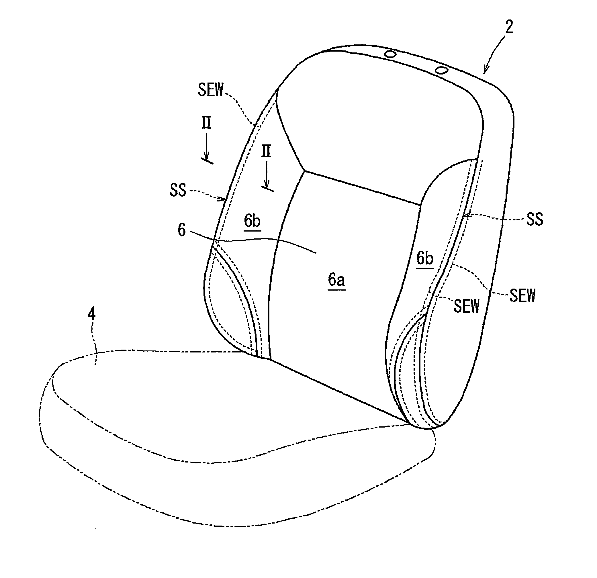 Sewing structure of facing sheet member for covering vehicle seat, method for producing the same, and air bag structure for vehicle seat