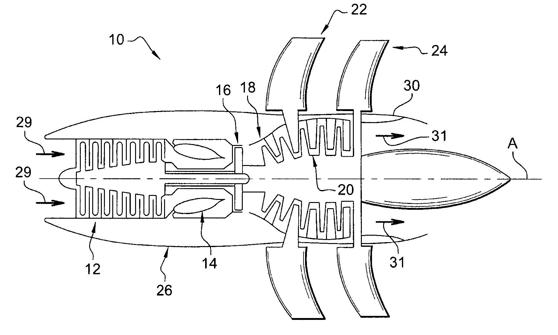 Turbomachine with unducted propellers