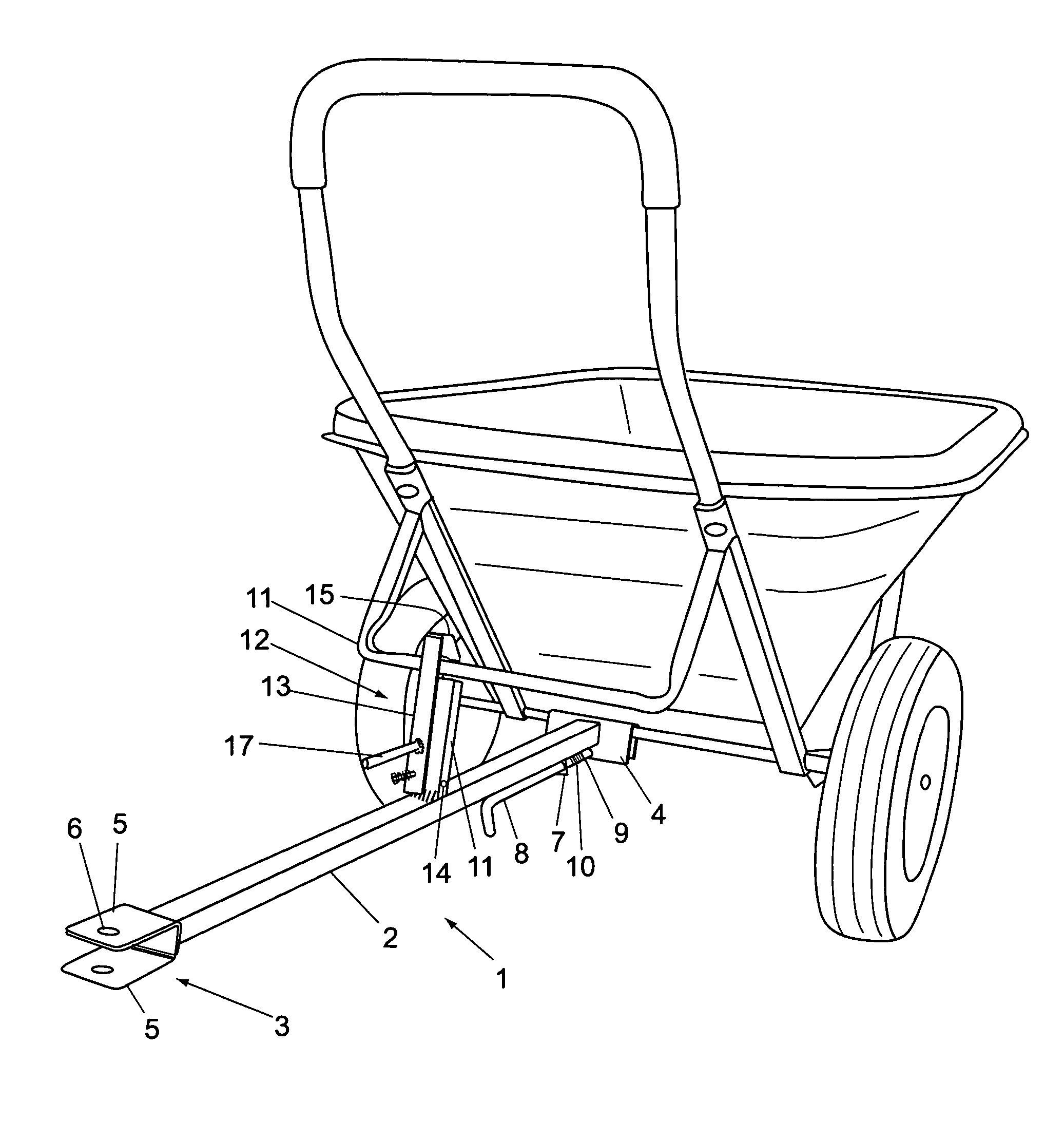 Trailer adapter hitch for a barrow