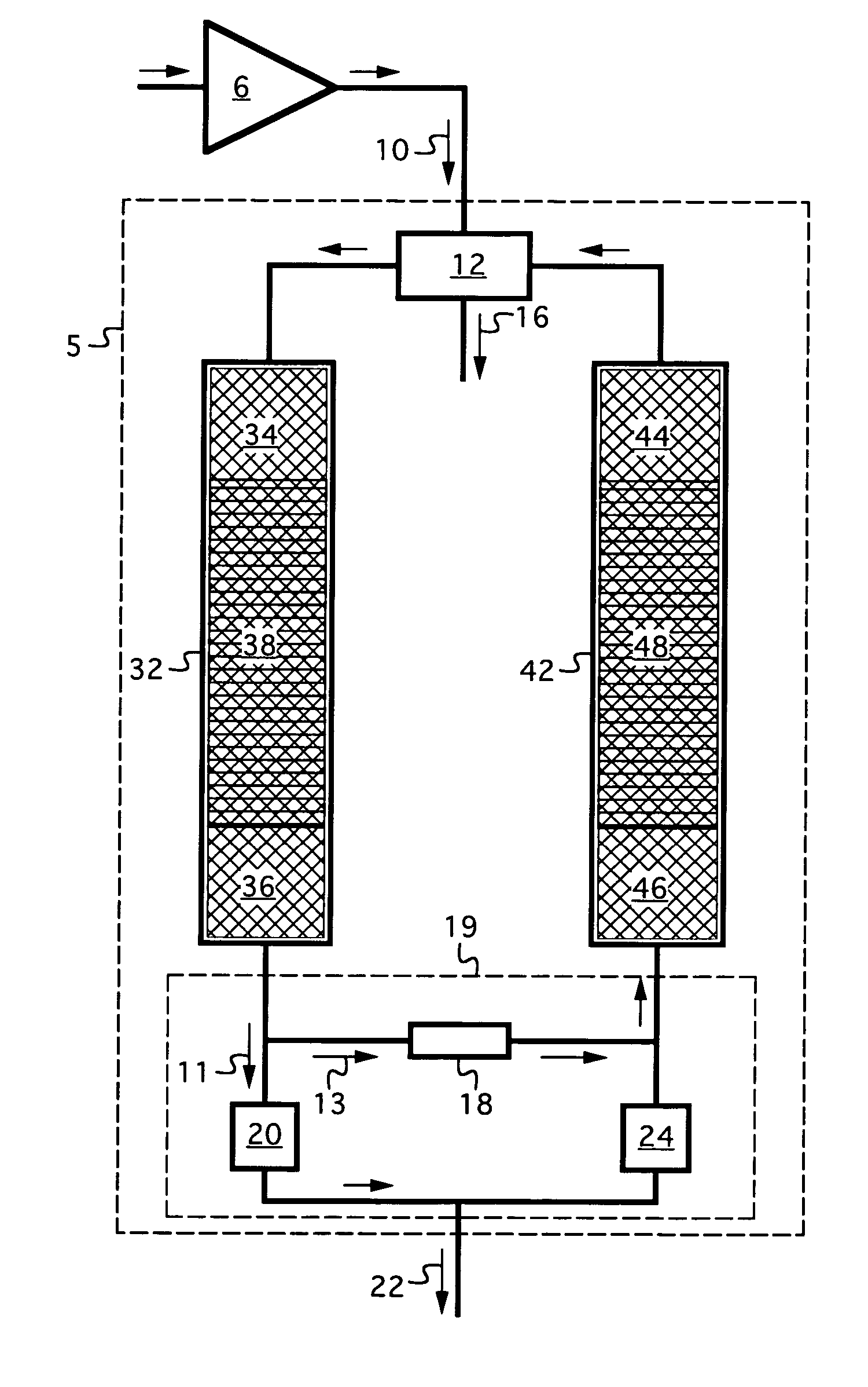 Device and method for removing water and carbon dioxide from a gas mixture using pressure swing adsorption