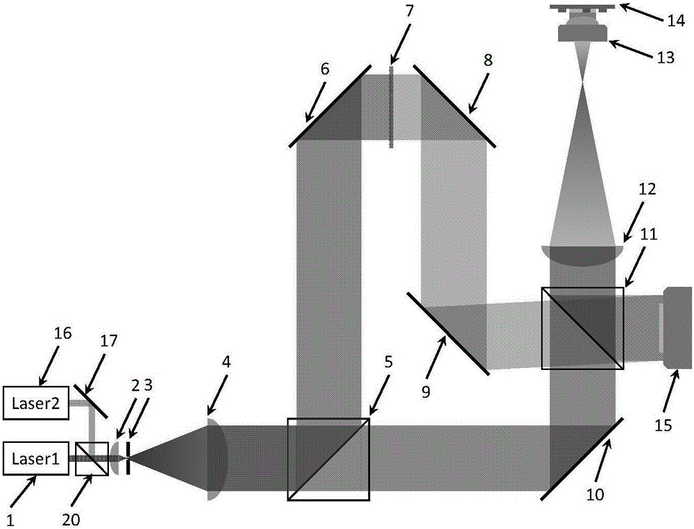 Reflective microscopic imaging device based on dual-wavelength digital holographic technology