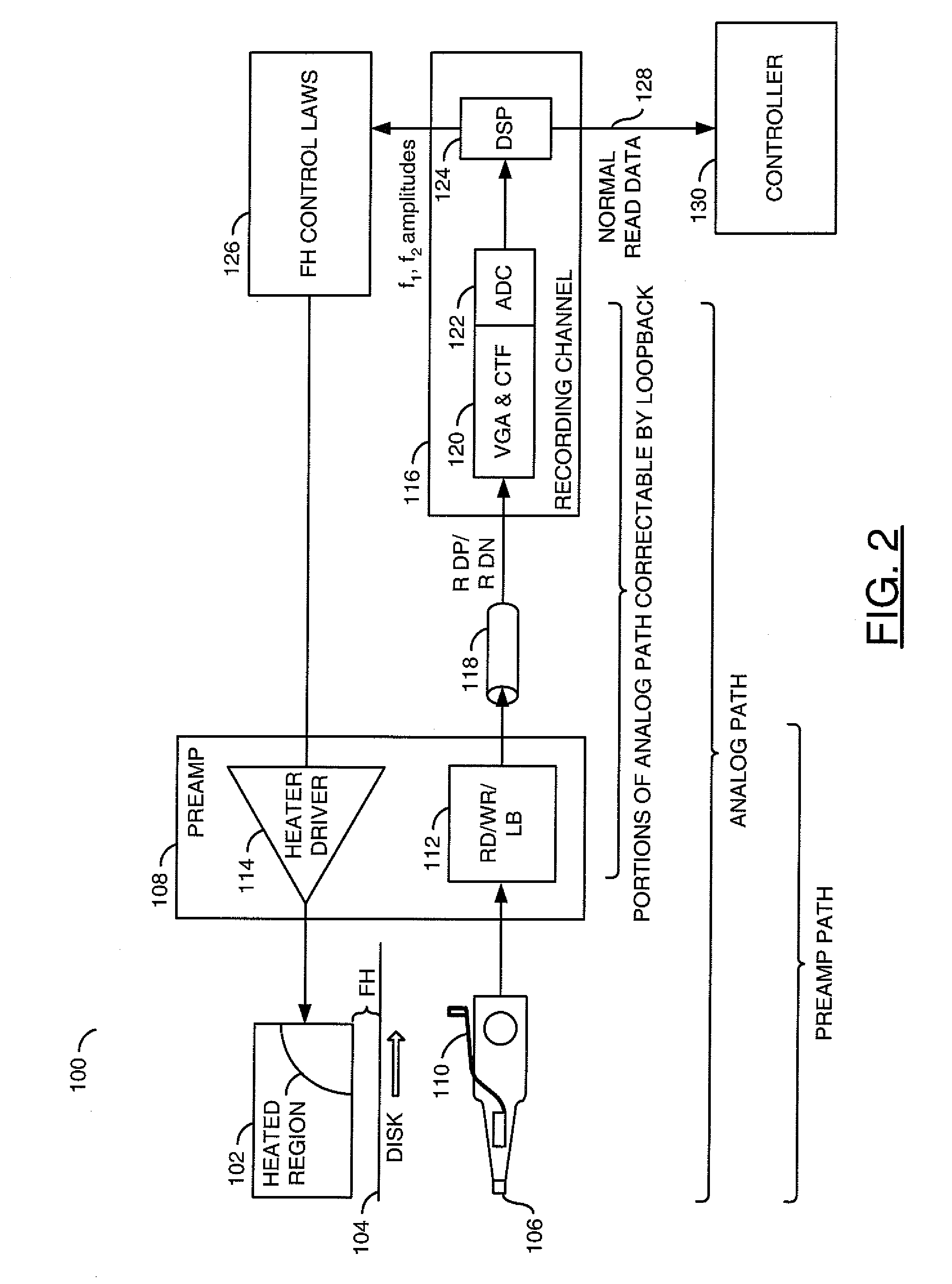 Disk file preamplifier frequency-response and time delay compensation