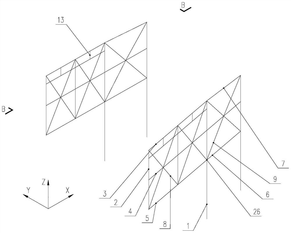 Multi-layer full-height large-space cantilever truss structure with embedded orthogonal small trusses and application