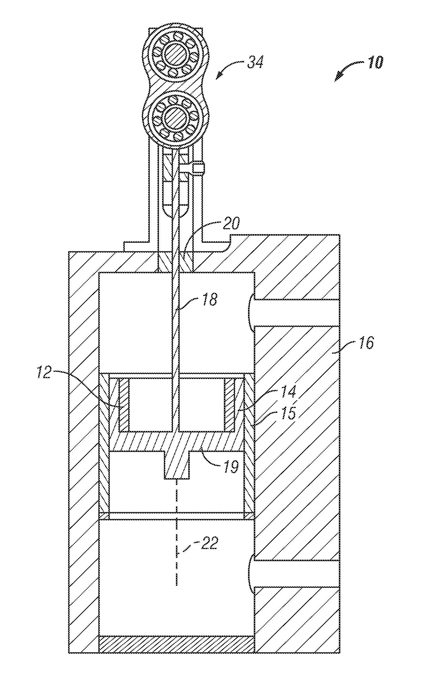 Pump piston assembly with acoustic dampening device