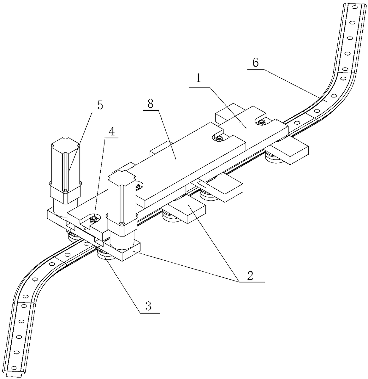 Self-driven guide rail trolley suitable for curve guide rail