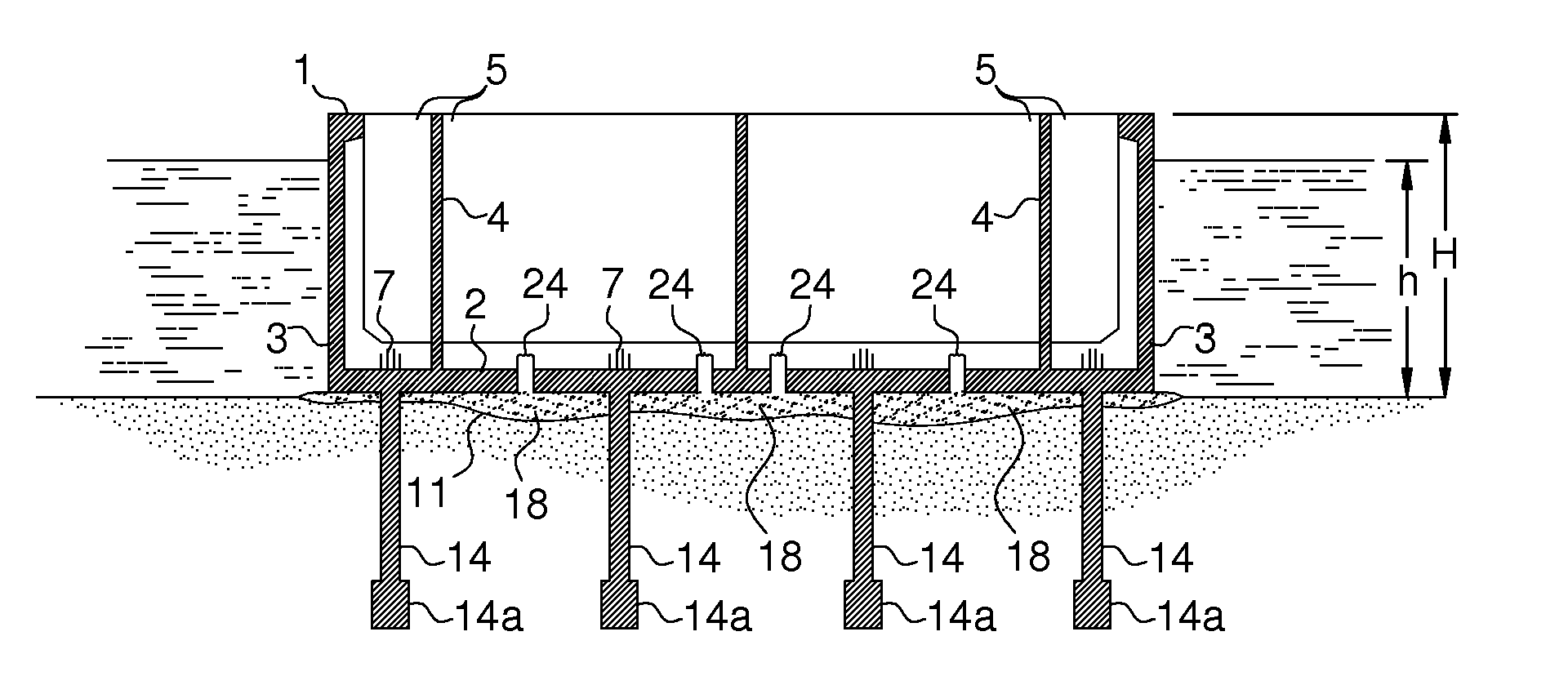Method of erecting a building structure in a water basin