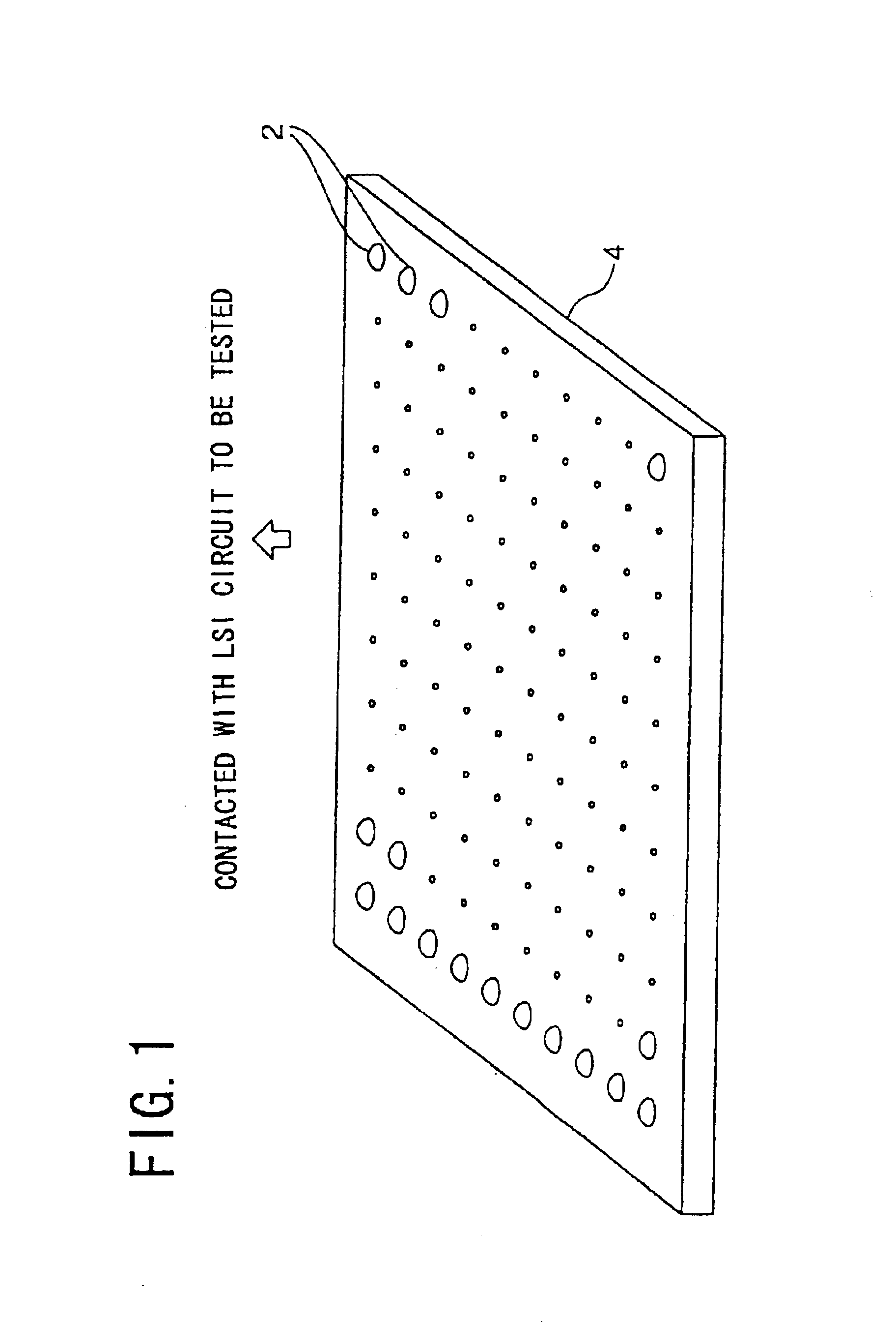 Contactor having conductive particles in a hole as a contact electrode