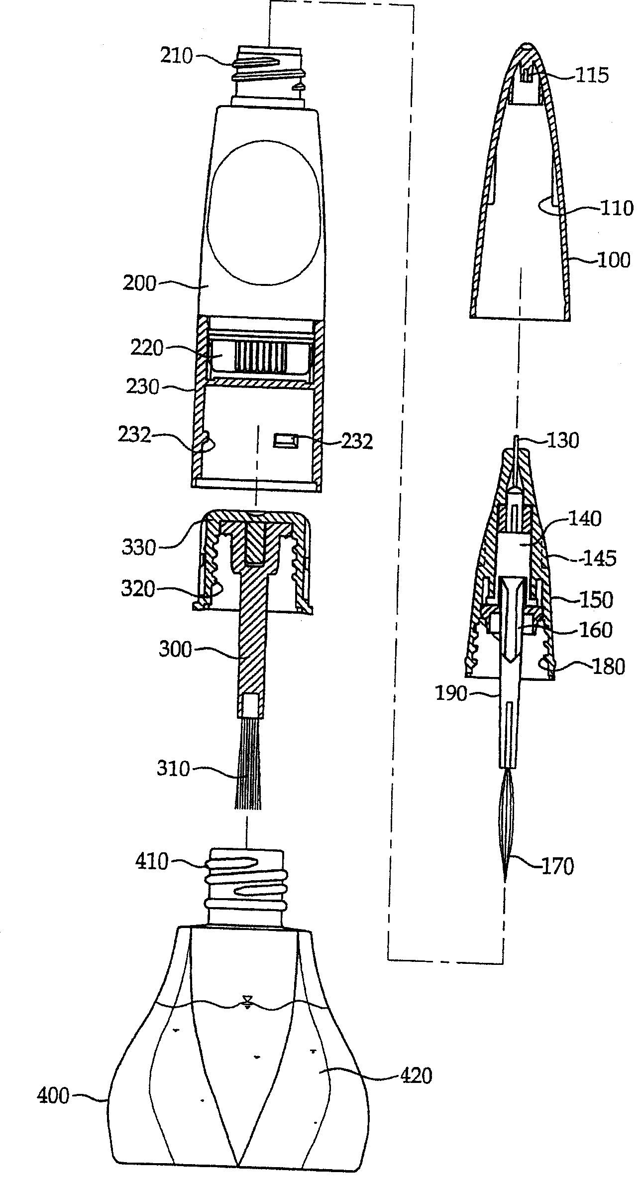 Double-using container for nail cosmetic