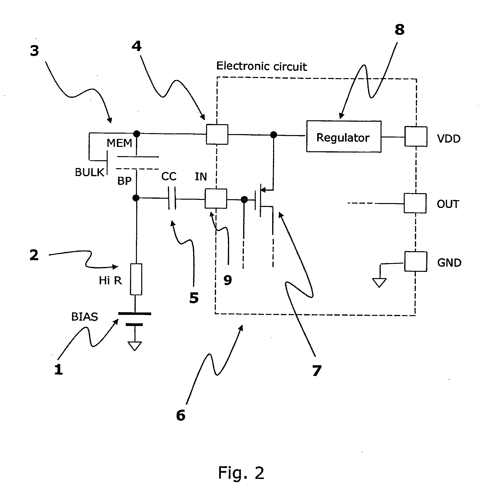 Microphone assembly with P-type preamplifier input stage