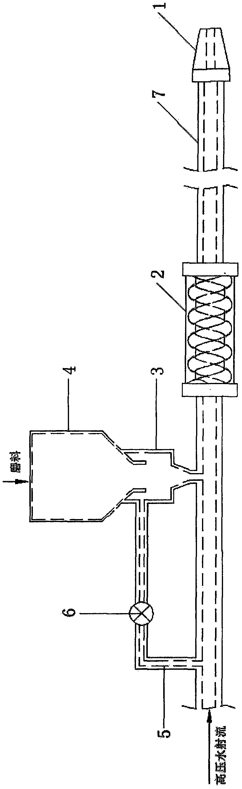 An abrasive jet mixing device