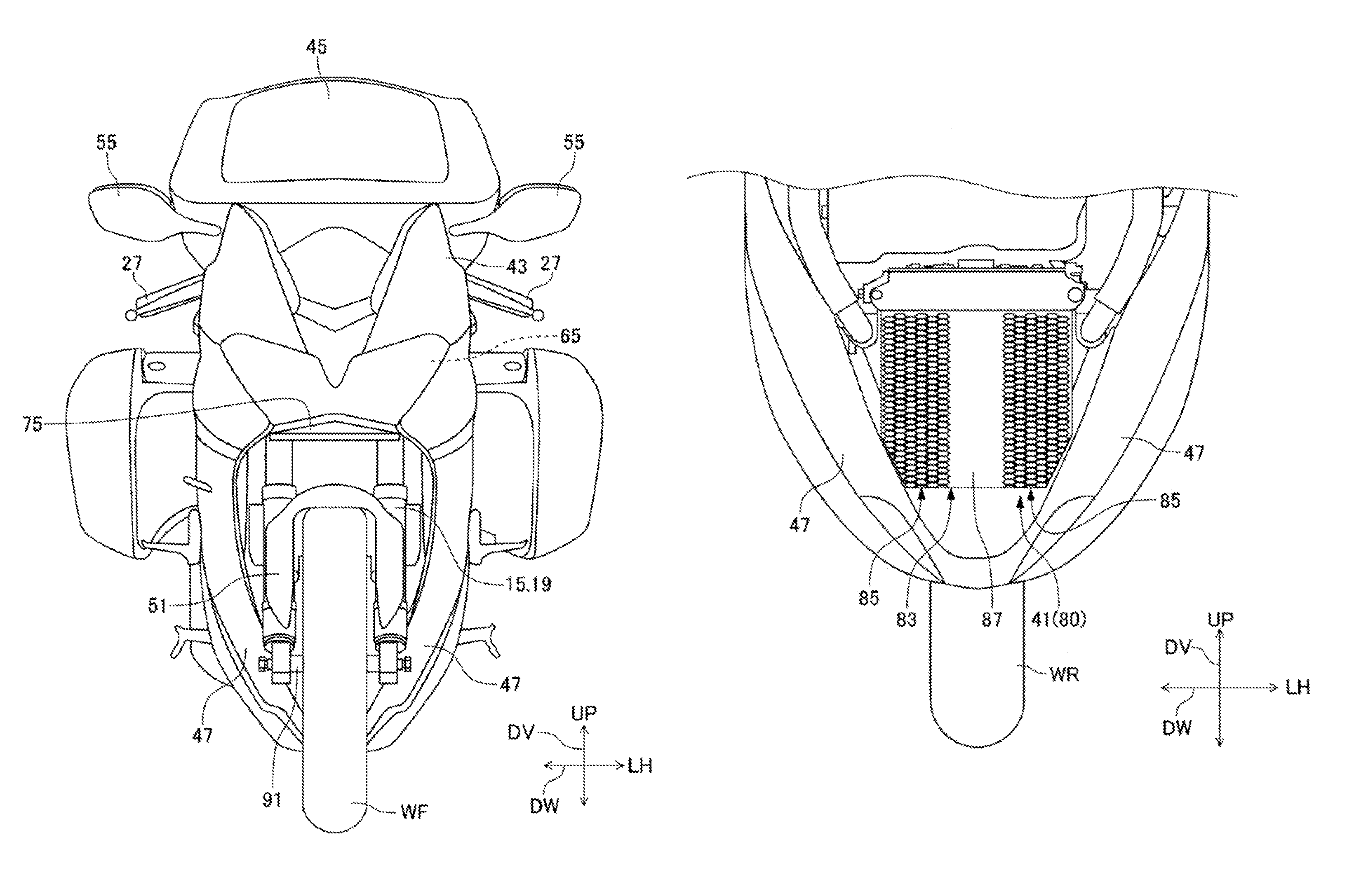 Radiator structure for two-wheeled vehicle