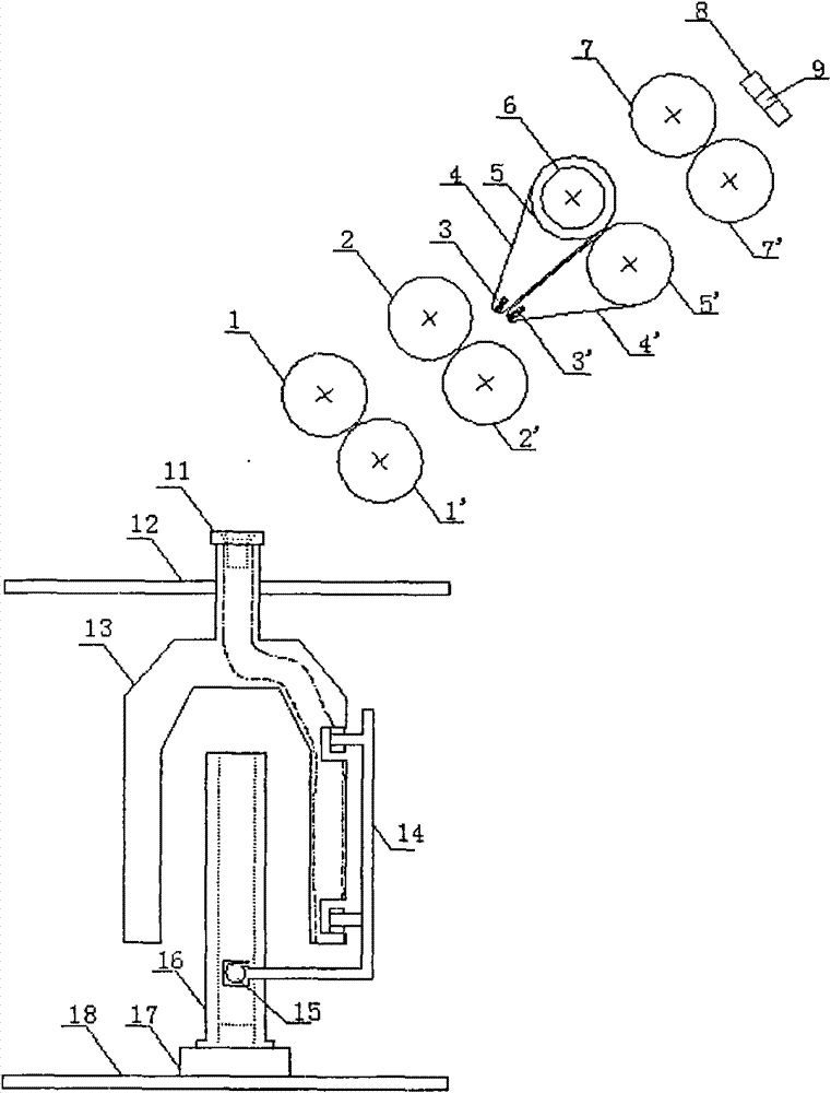 Short-flow high-efficiency spinning machine used for producing multicomponent yarn