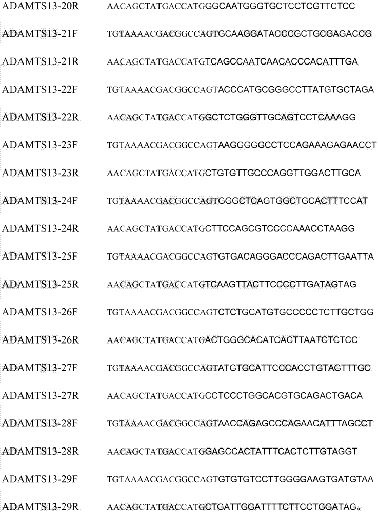 Kit and method for detecting whole exomes of ADAMTS13 gene