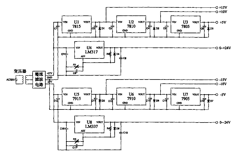 Regulated power supply used for hydraulic servo controller
