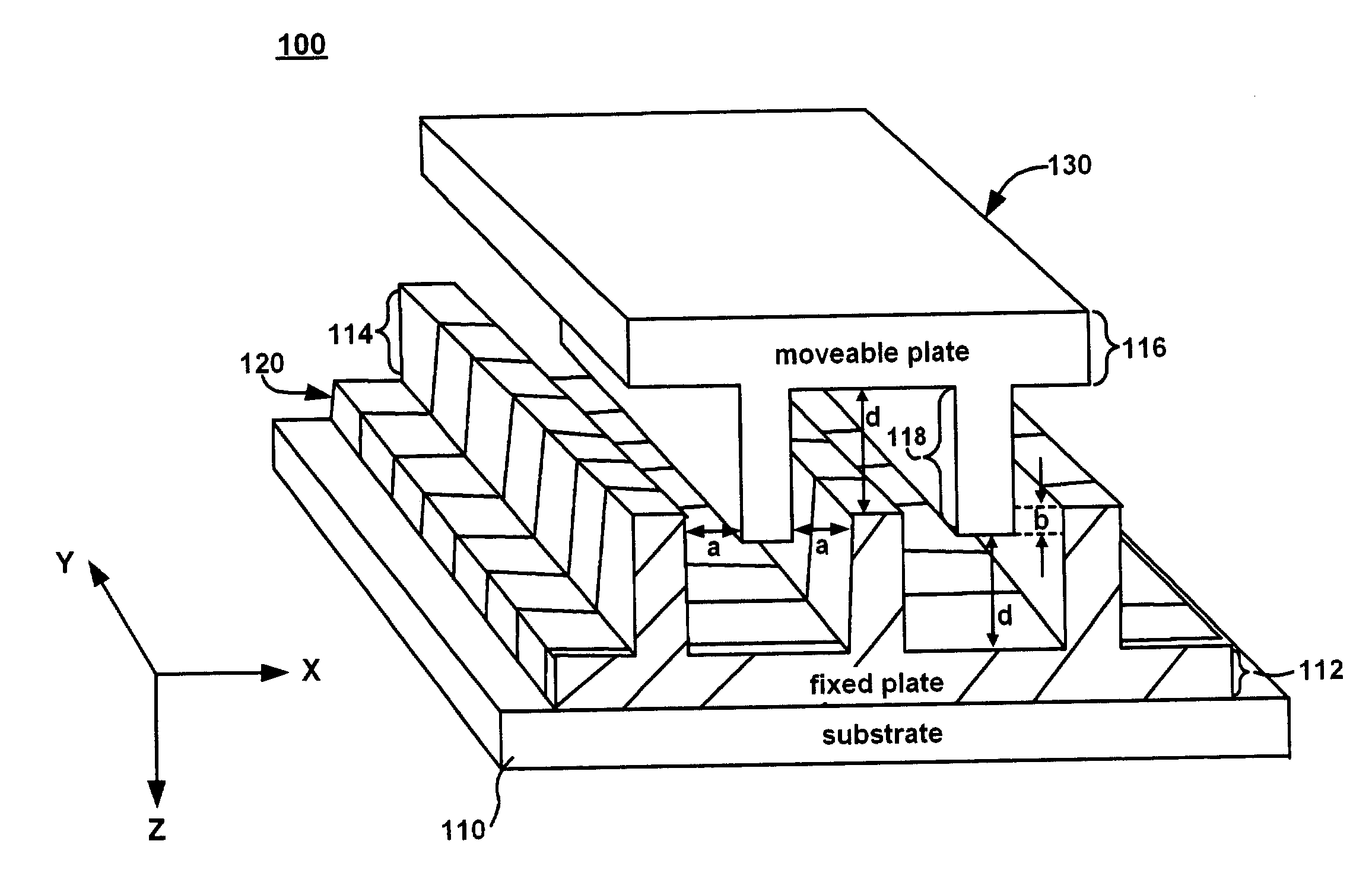 Variable capacitor having a rigidity-increasing feature