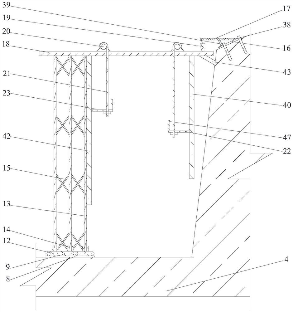Construction method of high retaining wall with slab-rib cast-in-place anchor