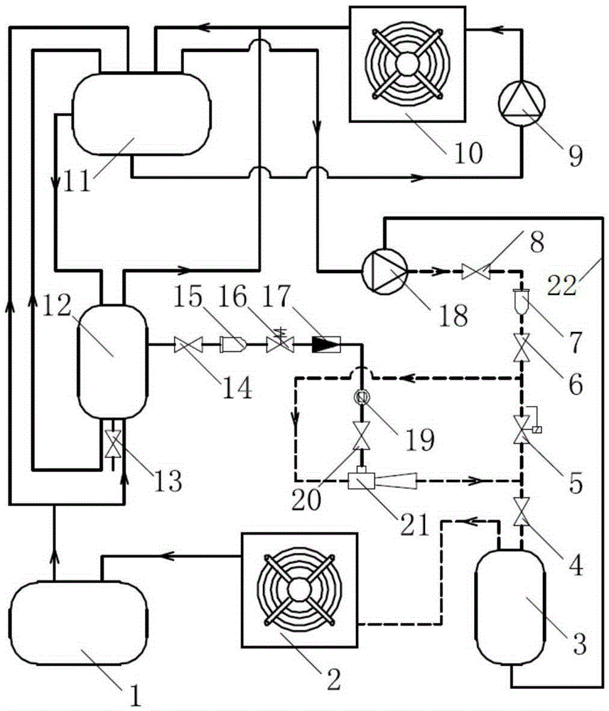 Ejecting oil return refrigerating system with oil liquid separator