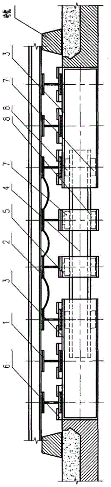 Large-displacement railroad bridge end expansion device