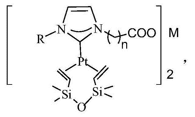 N-heterocyclic carbene platinum complex metal carboxylate integrated catalyst and preparation method thereof