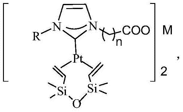 N-heterocyclic carbene platinum complex metal carboxylate integrated catalyst and preparation method thereof