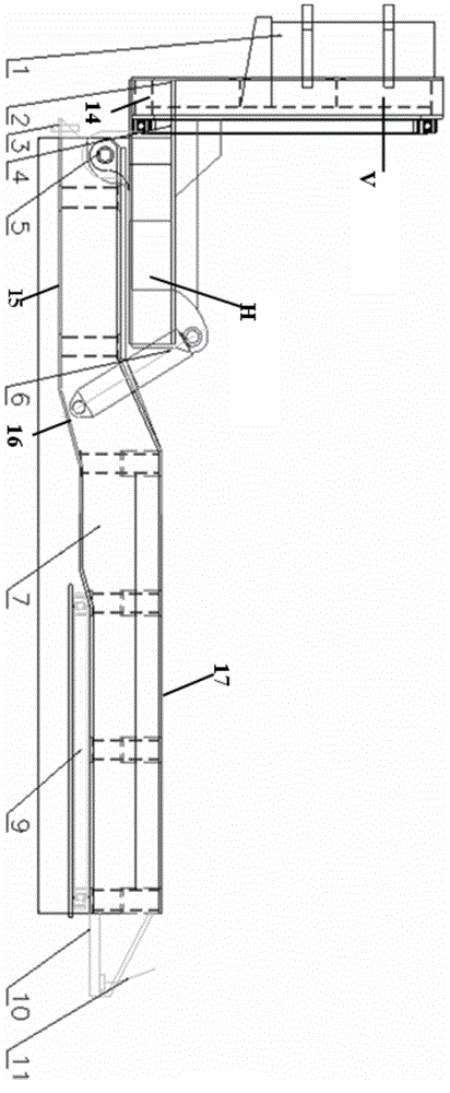 Wind power blade transport cart of improved turnover plate mechanism