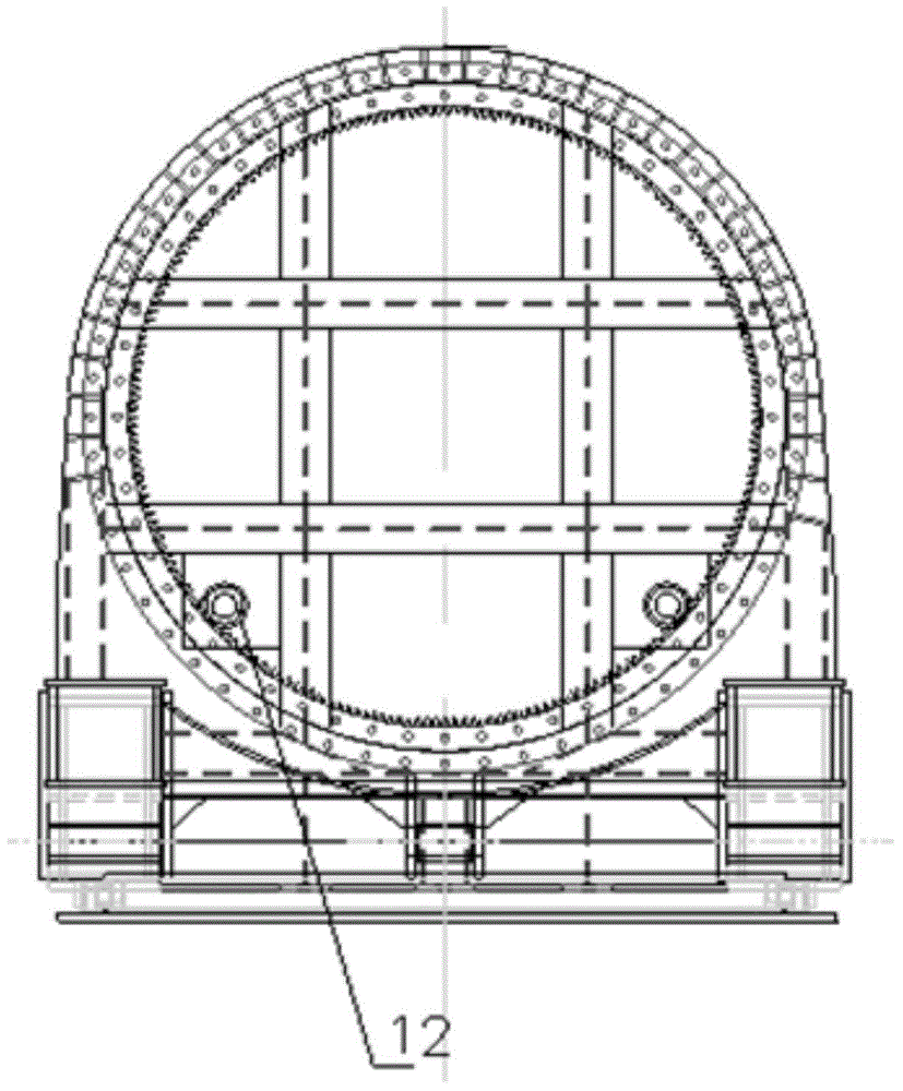 Wind power blade transport cart of improved turnover plate mechanism