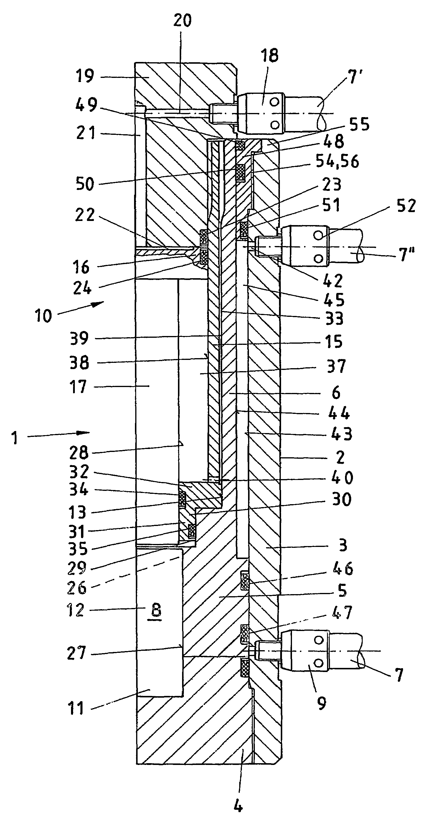Method and device for pressure amplification in cylinders, in particular hydraulic rams