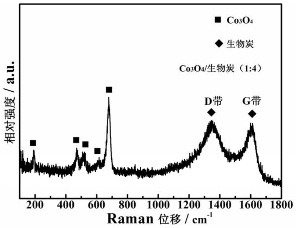 Agricultural straw biochar loaded nano Co3O4 composite catalyst and preparation method thereof