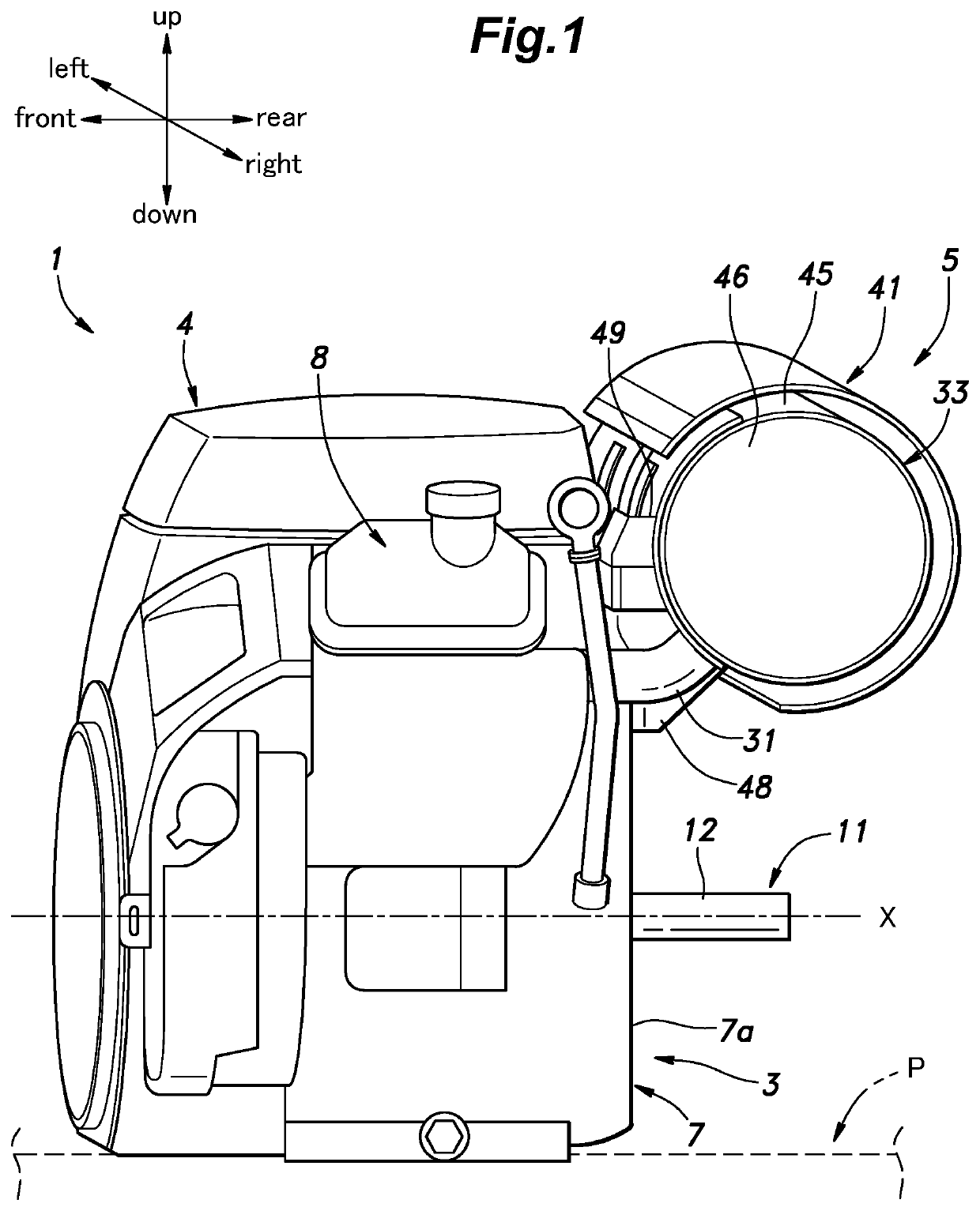 Exhaust device of engine and work machine