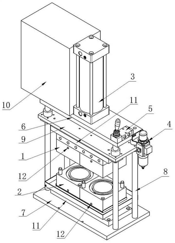 Air pressure drive type ice ball machining device