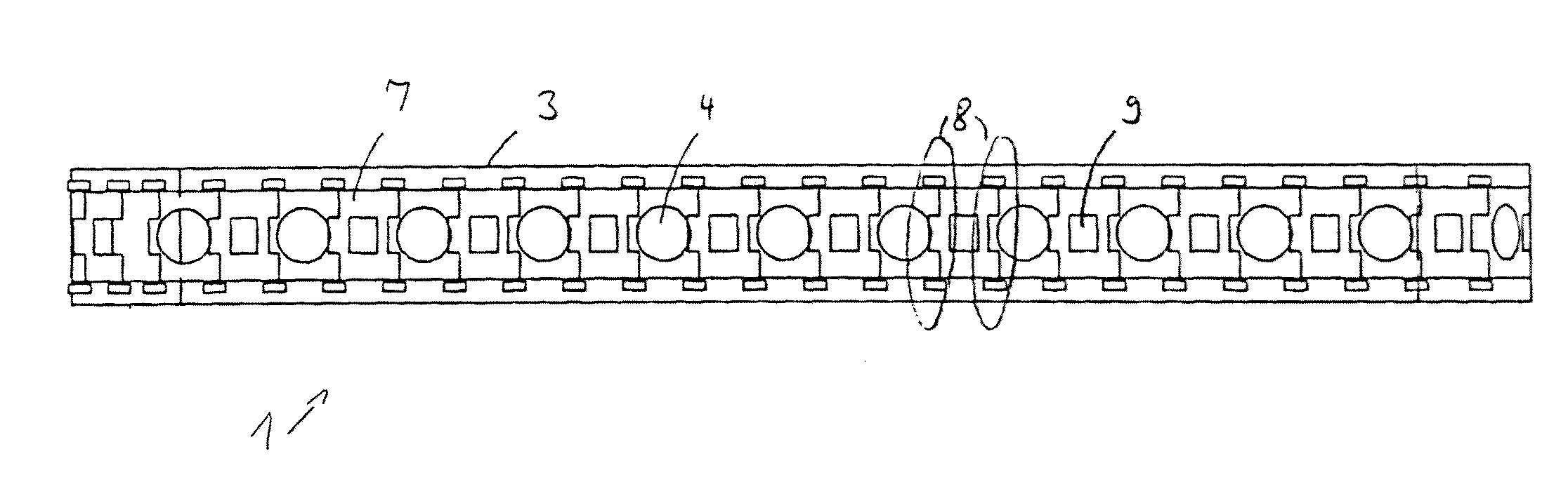 Conveyor device, conveyor chain as well as chain link