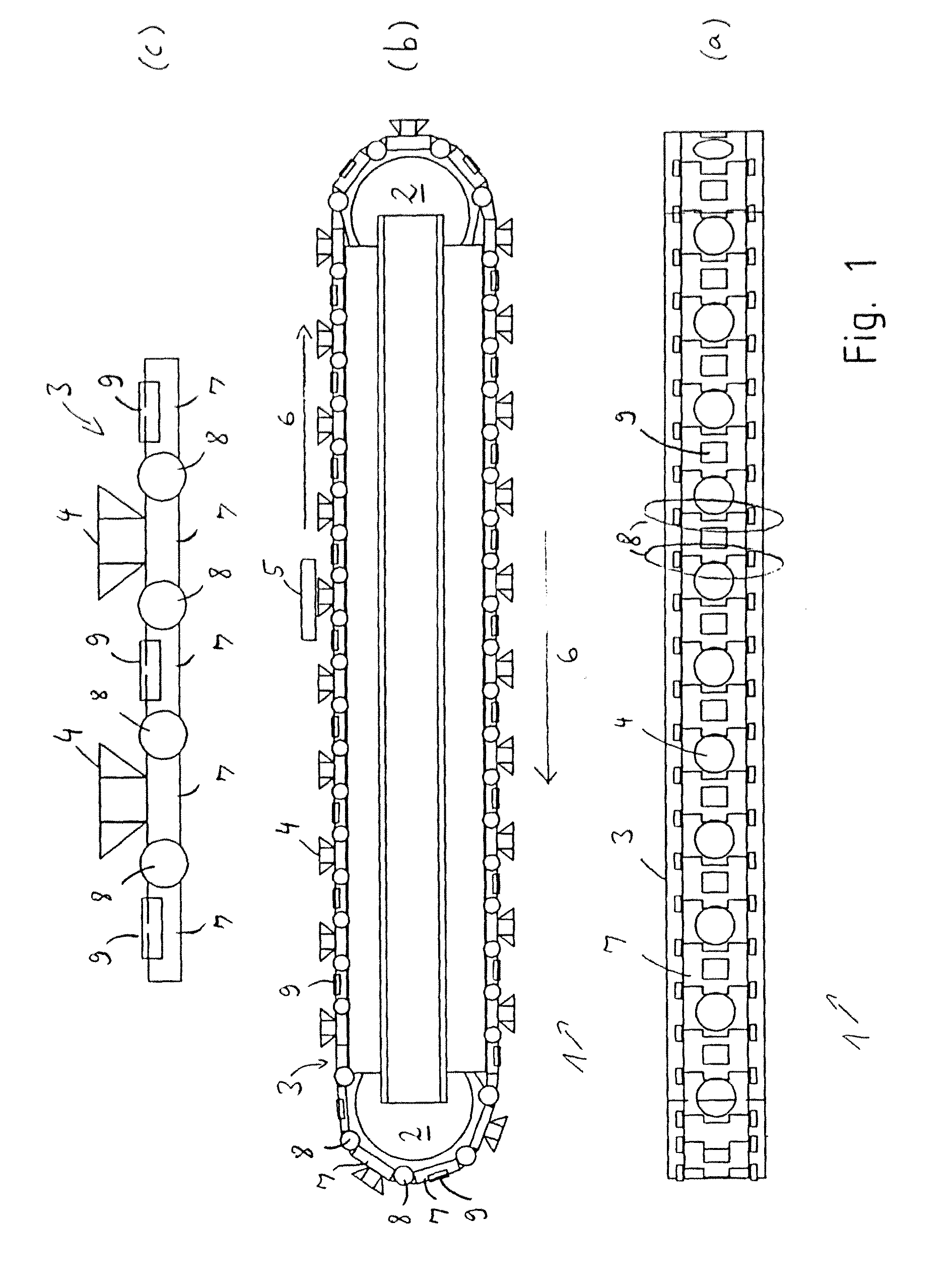 Conveyor device, conveyor chain as well as chain link