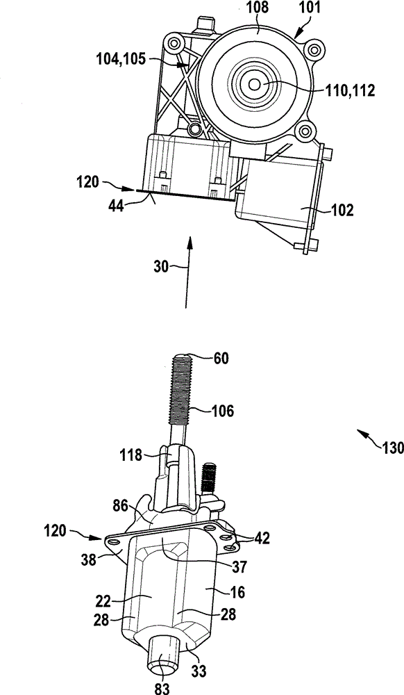 Motor for electrically regulating moving parts in motor vehicles and method for manufacturing motor