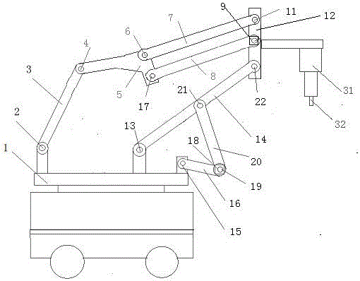 Servo driving connection rod type variable degree-of-freedom connection rod mechanism for oxygen-acetylene cutting machine