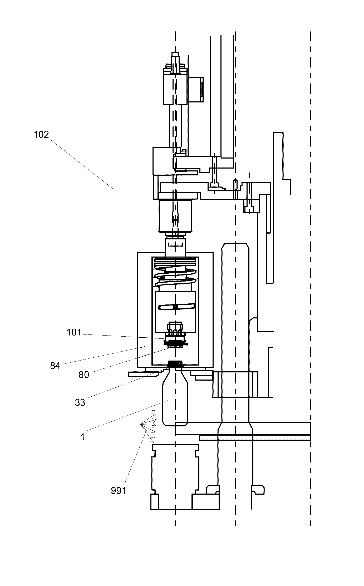 Controlled container headspace adjustment and apparatus therefor