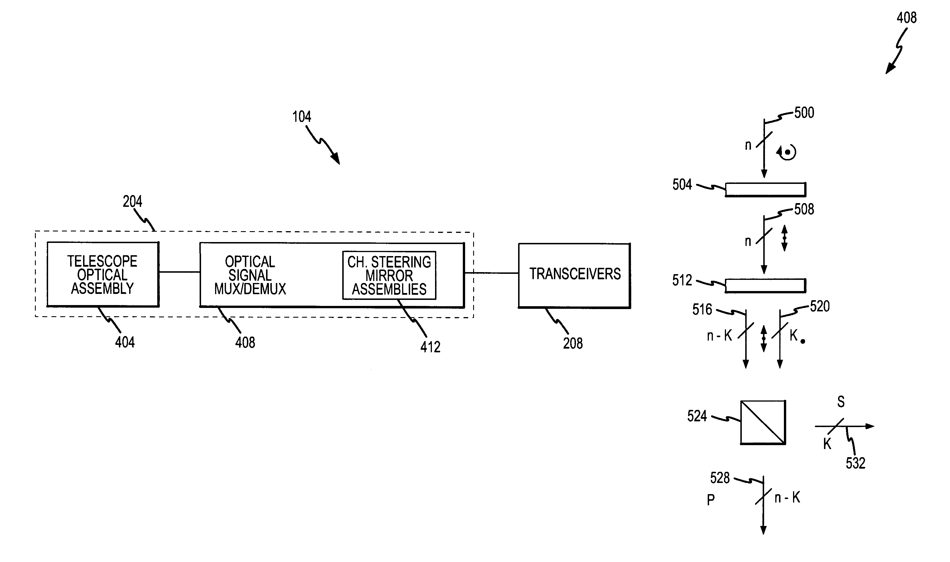 Numerous user laser communications optical system using chromatic waveplates and a common telescope aperture