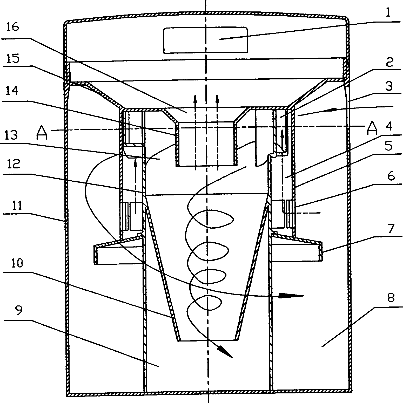 Secondary cyclone dust separating cup of vacuum cleaner