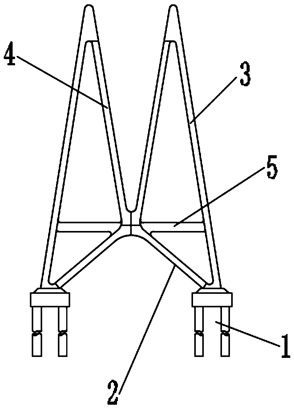 Two-dimensional combination trussing bridge tower structure