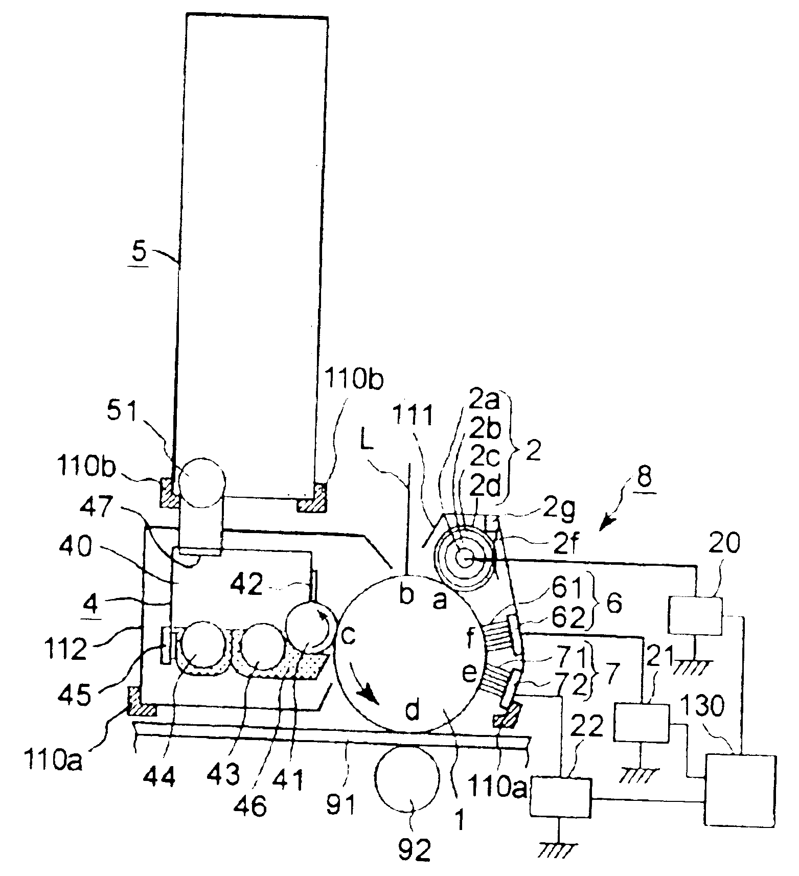 Image forming apparatus including first and second auxiliary residual developer charging features