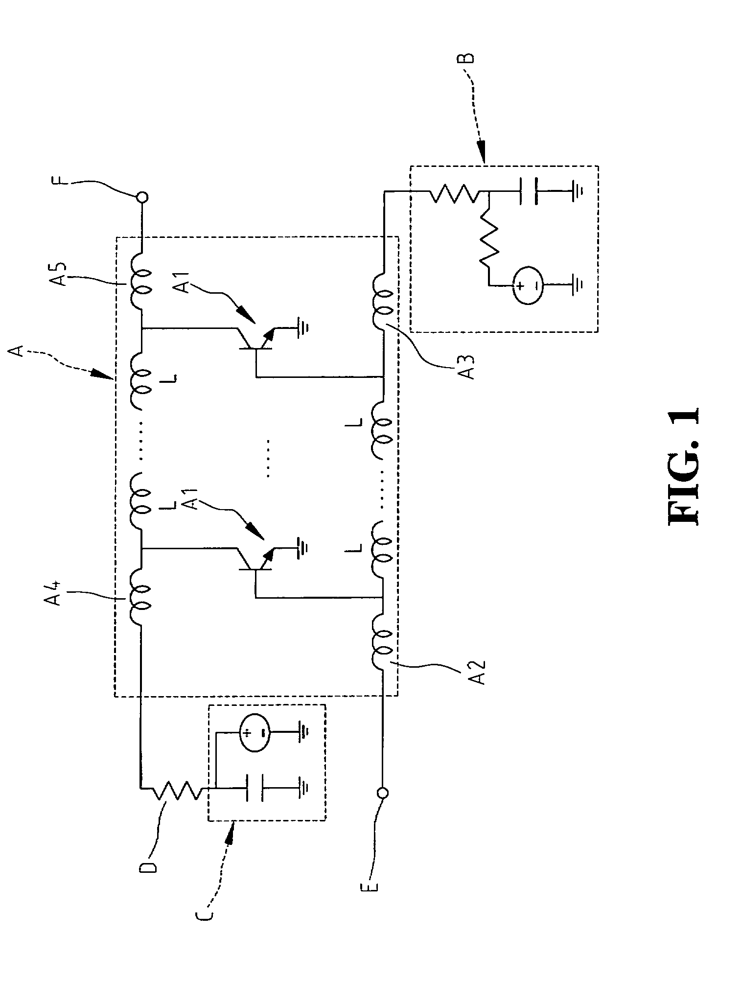 Distributed amplifier having a variable terminal resistance