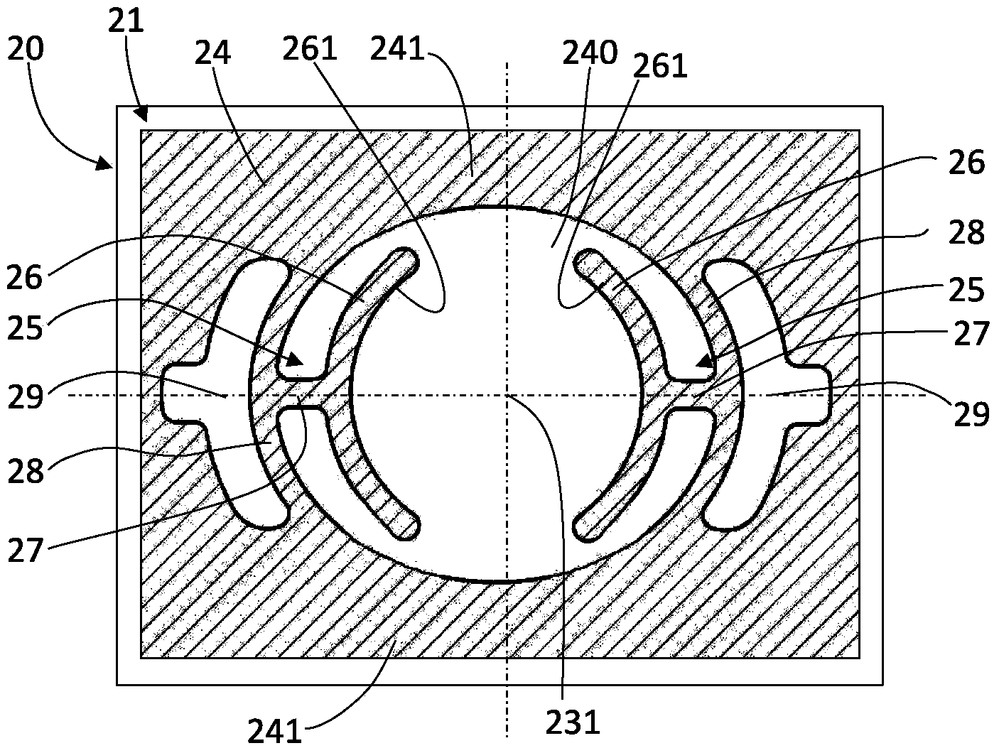 Clock component for receiving an organ by insertion