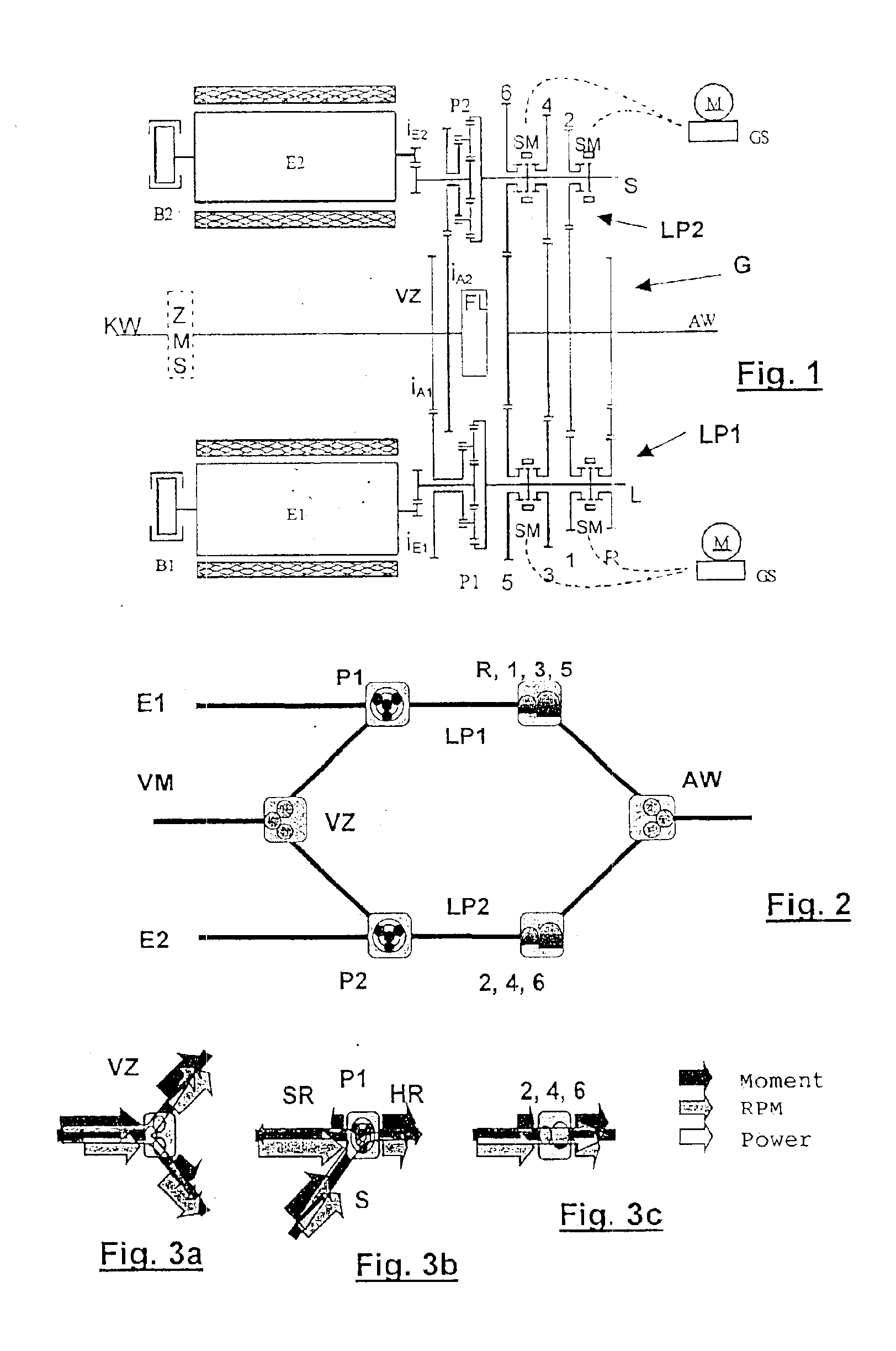 Methods for operating a motor vehicle driven by an internal combustion engine and by two electrical machines